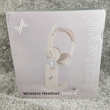 JIAMQISHI Wireless Headset Beige Noise Cancelling EH02-P with Charging Base picture