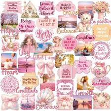 Eclazul Pink Vision Board Stickers - 50 Pcs Cute Aesthetic Travel  picture