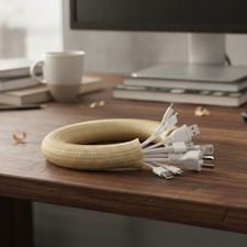 Cable Sleeve, 6.6ft - 1.5 inch Cable Management Cord Hide,Wood Color | Desk C... picture
