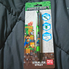 Minecraft Stylus Pen Model 23260, Retractable Rubber Tip, Universal, Green/Black picture
