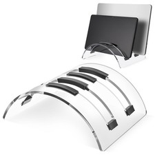 Vertical Dual Laptop Stand Acrylic Desktop Notebook Dock Invisible Vertical L... picture