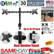 10-32'' DUAL ARM TV LCD MONITOR DESK MOUNT BRACKET ARTICULATING SWIVEL picture