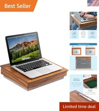 Elegant Acacia Wood Lap Desk with Storage Compartments & Cushion - 12.2
