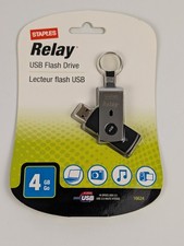 Staples Relay 4GB USB 2.0 Flash Drive Thumb Memory Stick Black New Sealed⬅️🔥 picture