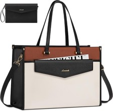 LOVEVOOK Laptop Bag for Women, 15.6'' 15.6 inch, Black White Brown  picture