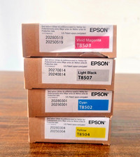 Lot of 4 Genuine Epson T850 80ml ink cartridges (T8502 T8503 T8504 T8507) picture