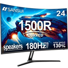 SANSUI 24 Inch Curved Gaming Monitor up to 180Hz MPRT 1ms with Built-in Speak... picture