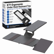 KT1 Ergonomic Keyboard Tray Under Desk, Under Desk Slide Out Tray with Adjust... picture