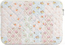 Cotton Quilted Laptop Sleeve for Women, 13-14 inch Aesthetic Puffy Carrying Bag picture