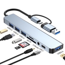 7/8 Port USB-C Hub Adapter - 5G Speed Multi Splitter for PC, Laptop & MacBook US picture
