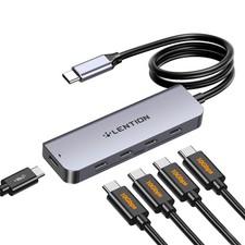 LENTION 5 in 1 USB C Hub 10Gbps, 2ft Long Cable, 4 USB-C 3.2 Gen Space Gray picture