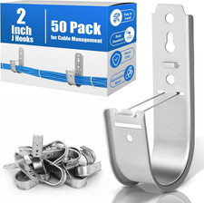 50 Pack 2 Inch J Hooks for Cabling, Galvanized Steel Cable Supports picture