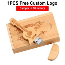 Wooden gift box guitar USB 3.0 flash drive High speed 64G pen drive Free logo 4G picture