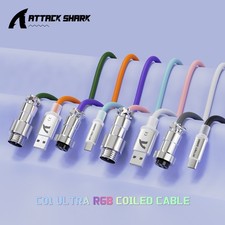 ATTACK SHARK C01 ULTRA Coiled USB C Cable Double Sleeved with RGB Light Plug picture