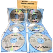 Complete Microsoft Works Suite 2001 Vintage PC Software Set - Discs 1-6 OEM CDs picture