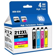 212XL Ink for Epson XP-4105 WF-2830 WF-2850 Printers (Black/Cyan/Magenta/Yellow) picture