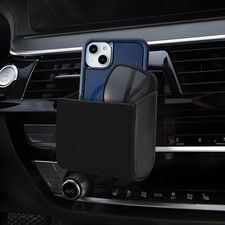 Car Vent Storage Organizer, Leather Air Vent Storage Pouch with Hook, Automot... picture