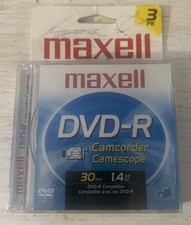 New Maxell Camcorder DVD-R  3- 3 pack(9 total) 30 min 1.4 GB DVDs NOS picture