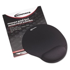 Innovera Fabric Covered Gel Mouse Pad Ergonomic Wrist Rest Black 10.37x8.87 picture
