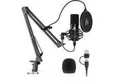 USB Microphone, MAONO 192KHZ/24Bit Plug & Play PC Computer Podcast A04, Black picture