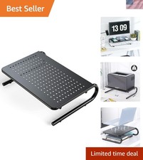 Elegant Monitor Riser with Vented Steel Shelf - Ergonomic Desk Organizer, Black picture