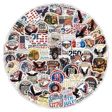 60PCS 250th Anniversary USA Stickers, America 250 Patriotic Vinyl Decals for Wat picture
