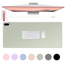 Heated Desk Mat PU Warm Mouse Pad GrayGreen Color 31.5x13 Inch Protector picture