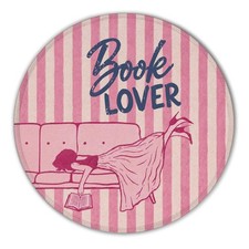 Book Lover Gifts Pink Round Mouse Pad for Desk, 8.6x8.6 Inch picture