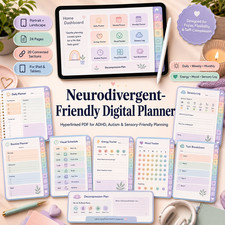 Neurodivergent ADHD Autism Digital Planner Hyperlinked GoodNotes iPad PDF picture