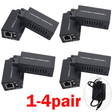 Fiber 1-4Pair With Sockets  Media Converter Gigabit 100/1000Mbps SC to RJ45 20KM picture