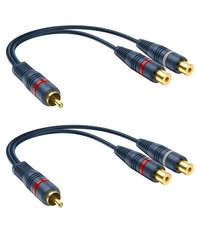 RCA Splitter 1 Male 2 Female 2 Pack, RCA Y Splitter Cable Audio Video Adapter Ex picture