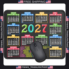 Mouse Pad with 2027 Calendar Black, Stitched Edges, Non-Slip Base picture