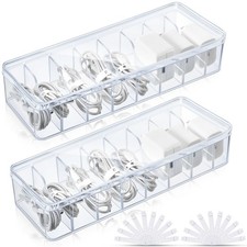 Tatuo 2 Pcs Cord Organizer for Drawer 10.79'' X 3.78'' X 1.97'', Clear picture