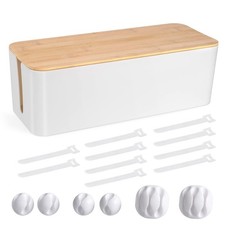 Large Wooden Cable Management Box - Cord Organizer for Home & Office Storage picture