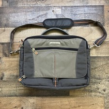 Eddie Bauer Messenger Laptop Bag Tan Gray Orange Expandable Shoulder Strap Case picture