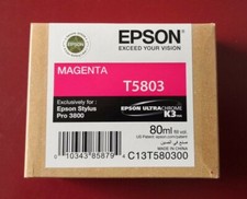 01-2022 New In Box Genuine Epson Pro 3800 Magenta 80ml K3 Ink T5803 T580300 picture