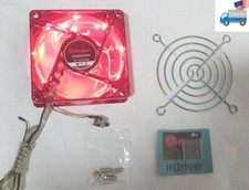 NEW Enermax 80mm x 25mm Red LED 3pin w/ Thermal Control + Case Fan Guard, Screws picture