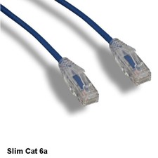 KNTK Blue 1ft Slim Cat6a UTP Patch Cable 28AWG Ethernet RJ45 Network Snagless picture