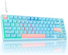 Aimzone Mechanical Gaming Keyboard 75%, Compact Wired Keyboard, Pink & Light Blu picture