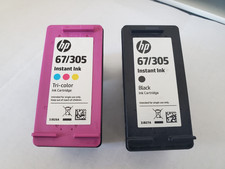 HP 67/305 Instant Ink Black & Tri-Color Cartridge Set Genuine OEM Used picture