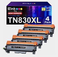 EZInk TN830XL Compatible Toner Cartridge w/ Chip 4 Pack Black for Brother picture