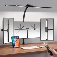 LED Desk Lamp with Clamp, 24W 3-Panel Light for Dual Monitors 27.2 Inch picture