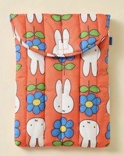 AUTH NEW BAGGU Puffy Laptop Sleeve Quilted Case Pouch Bag Flower Miffy picture