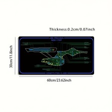 1pc Large Size Esports Gaming Mouse Pad, Black Background Sci-Fi Starship Blue picture