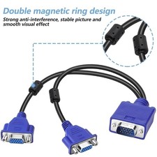 VGA 1 Male to 2 Female Splitter Y Cable 15Pin Dual Monitor Adapter picture