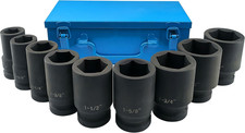 1 Inch Drive Deep Impact Socket Set, 9 Pieces Jumbo Impact Socket Sets, SAE 1