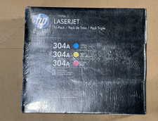 3pk Genuine  HP 304A Toner Cartridges CC531A Cyan CC532A Ylw CC533A Magenta, OEM picture