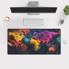 1pc Vibrant World Map Desk Mat | High-Definition Colorful Art Design | XXL Mul picture
