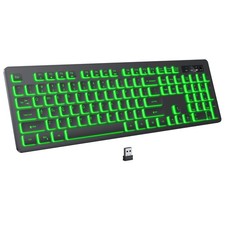 Backlit Wireless Keyboard, 2.4G Silent Wireless Light Up Keyboard, Full Size ... picture