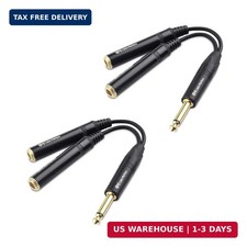 2-Pack TS Male to 2X TS Female 1/4 Splitter Cable (6.35mm Splitter picture